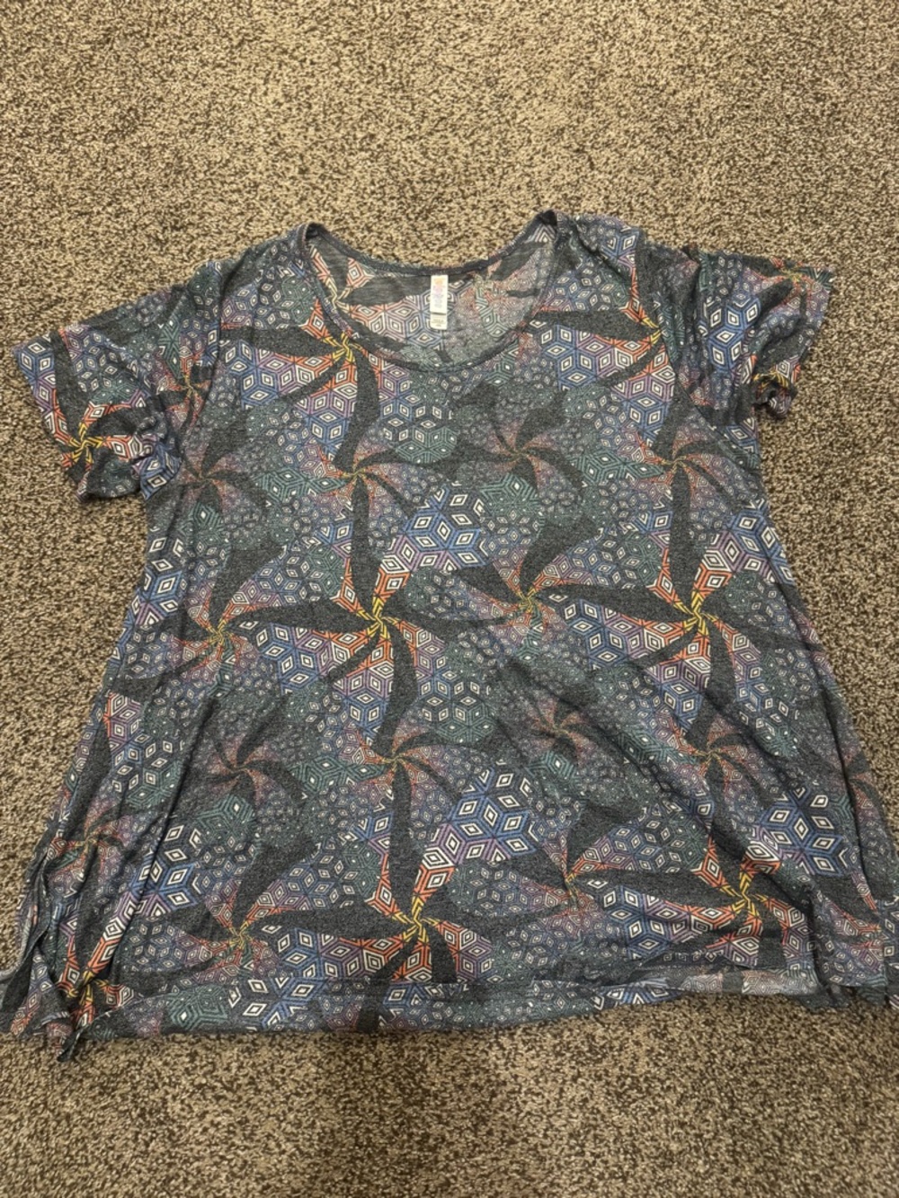LuLaRoe Blue Multi Geometric Print Tunic